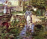 Pere Trognon and His Daughter at the Bridge by Theodore Robinson